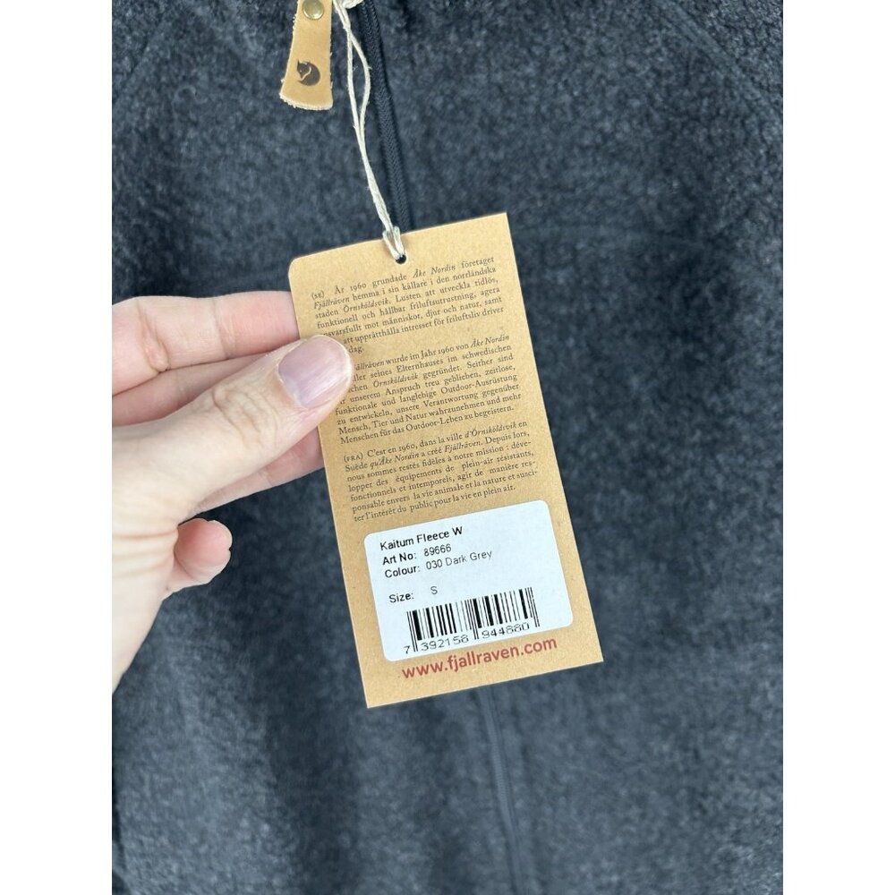Fjallraven Women's S Kaitum Fleece  Charcoal Gray Hooded Jacket New $230 - Picture 3 of 10